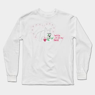 Adorable French Bulldog with a Rose Long Sleeve T-Shirt